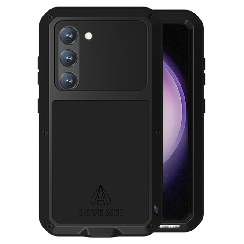 LOVE MEI For Samsung Galaxy S23 Shockproof Anti-drop Phone Case Silicone Metal Cover with Tempered Glass Film LOVE MEI For Samsung Galaxy S23 Shockproof Anti-drop Phone Case Silicone Metal Cover with Tempered Glass Film